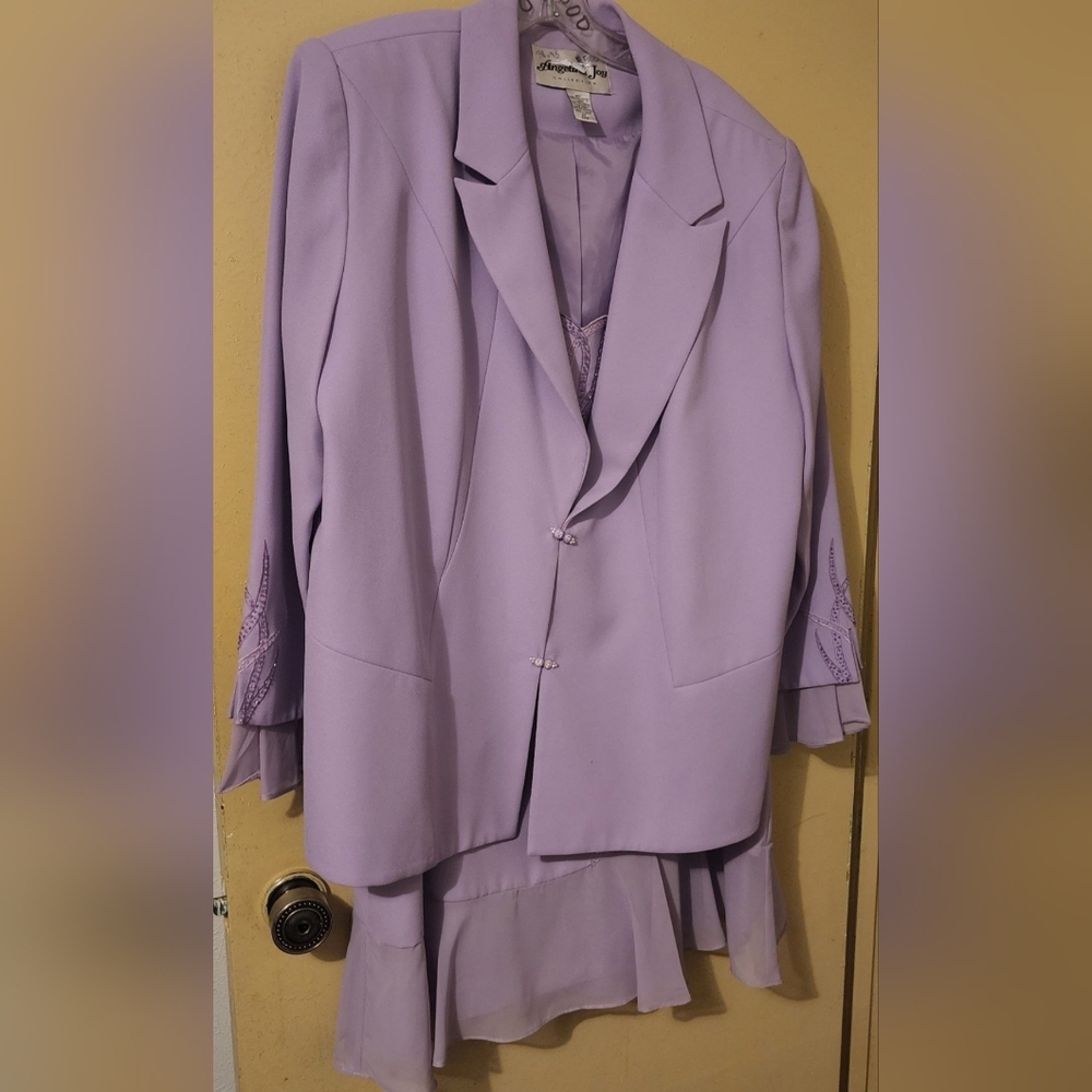 2pc Lilac Purple Skirt Suit Plus Size